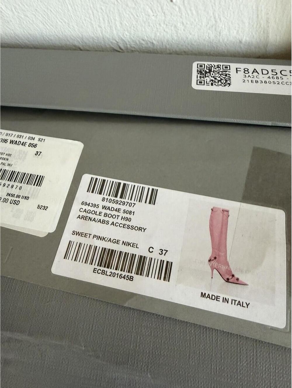 Balenciaga Cagole H90 Knee Boots Sweet Pink EU37 US7 Stiletto NIB - Picture 6 of 6